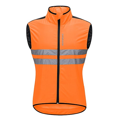 WOSAWE Herren Damen Fahrradweste Reflektierende Radweste Winddicht Atmungsaktiv ärmellos Jacke Laufweste (05 Orange, XL) von WOSAWE