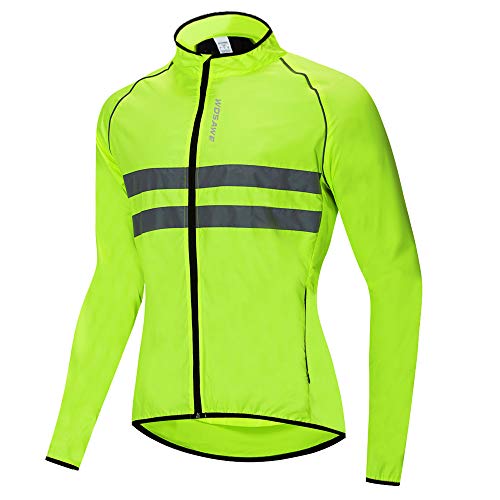 WOSAWE Herren Fahrradjacke Leicht Winddicht Radjacke Reflektierend Sportbekleidung für Radfahren, Laufen, Joggen, Wandern (Grün XXL) von WOSAWE