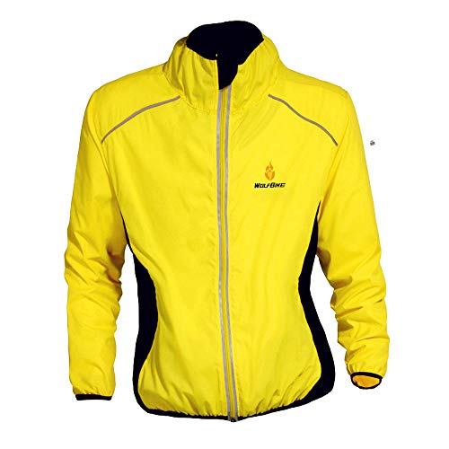 WOSAWE Herren Fahrradjacke Winddichte wasserdichte MTB Mountainbike Jacket Für Radfahren, Joggen & Wandern (Gelb XXXL) von WOSAWE