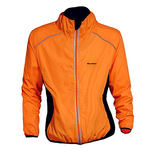 WOSAWE Herren Fahrradjacke Winddichte wasserdichte MTB Mountainbike Jacket Für Radfahren, Joggen & Wandern (Orange M) von WOSAWE