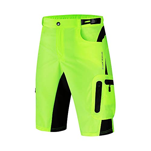 WOSAWE Radlerhose Herren Atmungsaktiv Schnelltrocknend Mountainbike Kurz Hose für Laufen, Rennen, Fitness, Wandern, Camping (Grün XXL) von WOSAWE