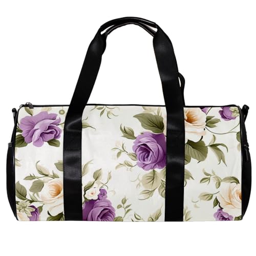 Weekender Reisetasche,kleine Sporttasche,Blume weiß lila Blumen,Sporttasche von WOSHJIUK