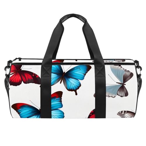 Weekender Reisetasche,kleine Sporttasche,Farbiger Retro Schmetterling,Sporttasche von WOSHJIUK