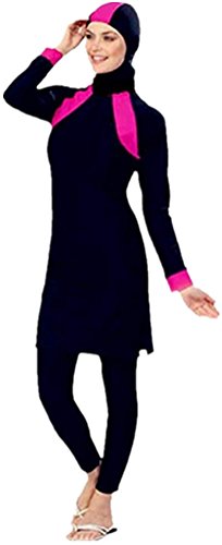 WOWDECOR Muslimischer Badeanzug, Muslimische Bademode Burkini für Damen Frauen Mädchen Full Cover Hijab, Islamische Muslim Schwimmanzug UV Schutz Bescheiden (rot, Asien S=EU-Größe 34-36) von WOWDECOR