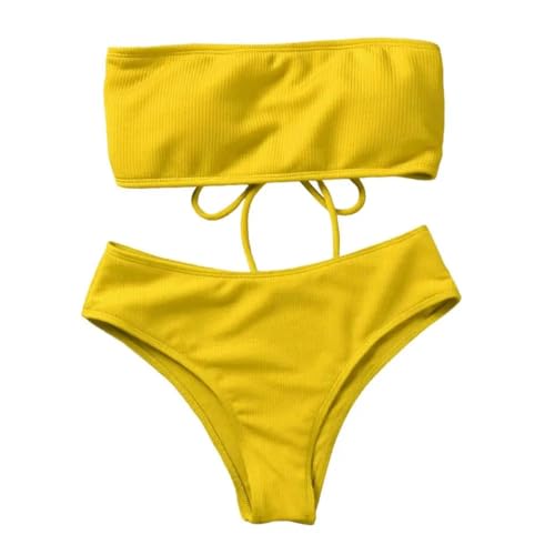 WOYUANSHA Bikini Badeanzug Damen Badeanzug Gemütliche Draht Freie Frauen Strand Anzug Split Bikini Frauen Badeanzug Damen Kleidung XL Gelb von WOYUANSHA