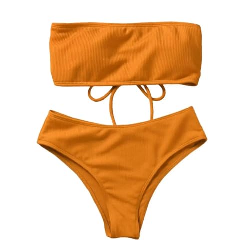 WOYUANSHA Bikini Badeanzug Damen Badeanzug Gemütliche Draht Freie Frauen Strand Anzug Split Bikini Frauen Badeanzug Frauen Kleidung S Orange Gelb von WOYUANSHA