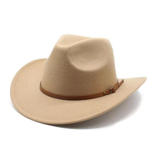 WOYUANSHA Cowboyhüte Cowboyhüte Für Damen Und Herren Cowgirl-Kappen Einfache Umreifung Western Gebogene Krempe Unisex 57–58 cm Khaki von WOYUANSHA