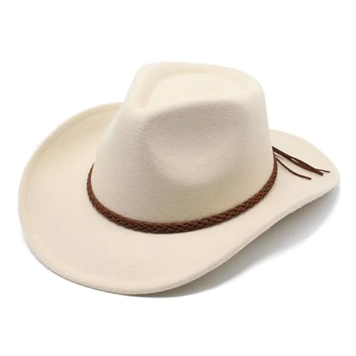 WOYUANSHA Cowboyhüte Männer Cowboyhüte Geflochtene Riemen Design Western Outdoor Männliche Kappen Cooles Reiten Junge 57-58 cm Beige von WOYUANSHA