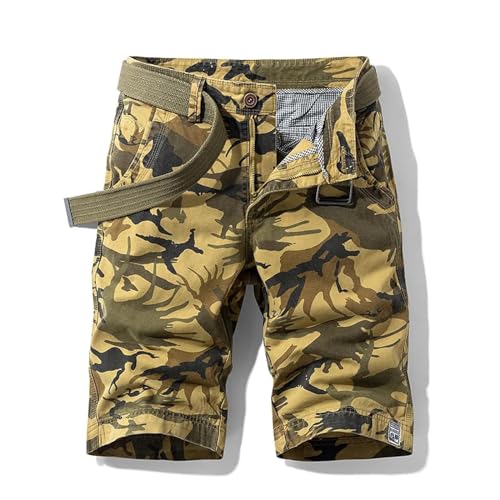 WOYUANSHA Shorts Kurze Hose Camouflage Mode Baumwolle Casual Cargo Männer Shorts Männer Atmungsaktiv Schnell Trocknend Multi Tasche Hip Hop Kurze 38 Khaki02 von WOYUANSHA