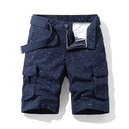 WOYUANSHA Shorts Kurze Hose Lässige Vintage-Cargo-Shorts Mit Klassischen Taschen Für Herren Modische Twill-Baumwoll-Shorts Für Herren Größe 34 Blau von WOYUANSHA