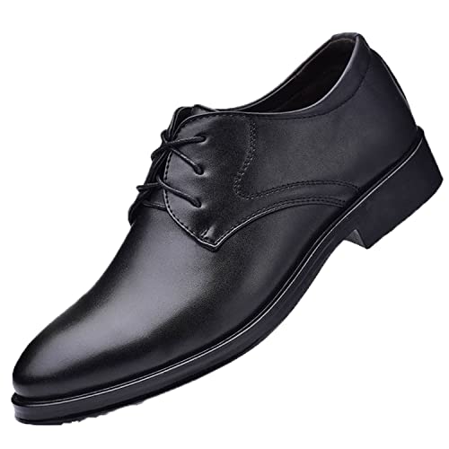 WOkismD Männer Qualität Leder Schuhe Business Kleid Klassische Schnürung Formale Schuhe Büro Hochzeit Flats Schuhe Anzüge Mann Schuhe,Schwarz,48 von WOkismD