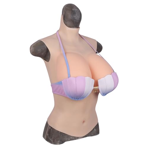 WQCZM Silikon Brustplatte Falsche Brüste Halbkörper C-G Cup Falsche Brustplatte Formen für Crossdresser Drag Queen Transgender,Color 2,E Cotton von WQCZM