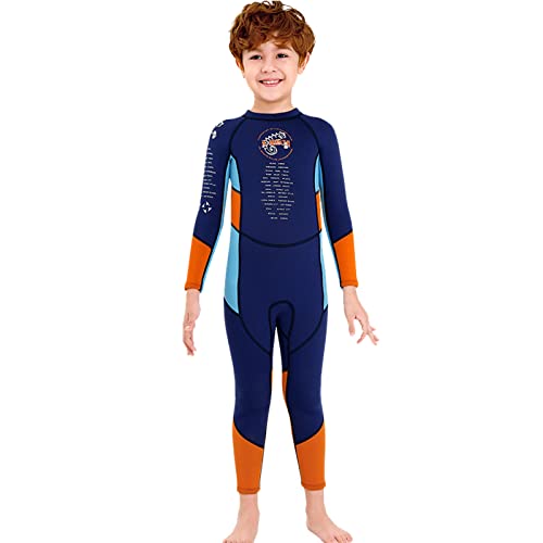 2,5 mm Kinder-Neoprenanzüge, komplette Anzüge, Neopren-Thermo-Badeanzüge, Reißverschluss hinten, langärmlig, Tauchanzug für Jungen im Alter von 2 bis 12 Jahren (blau L) von WQZStar