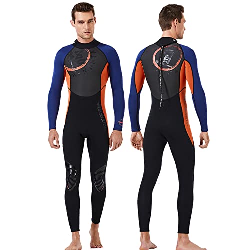 Herren-Neoprenanzug, Ganzkörper-Tauchanzug mit Reißverschluss hinten, langärmlig, Schwimmen, Schnorcheln, Surfen (Orange X) von WQZStar