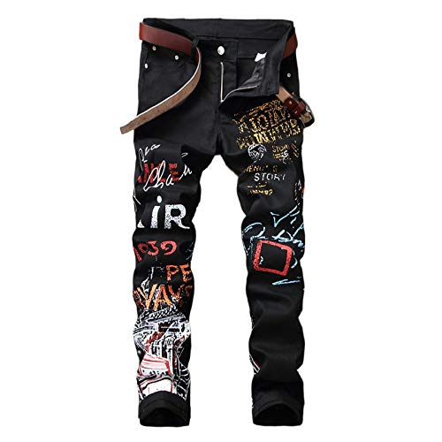 WQZYY&ASDCD Jeans Pantalon Denim Moto Weiß Schwarz Bike Straight Jeans Herren Hip Hop Punk Rock Streetwear Hose 30Winch 56081 von WQZYY&ASDCD
