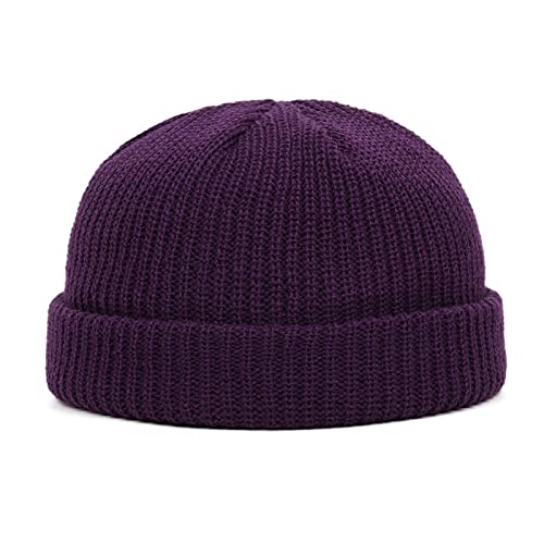 WQZYY&ASDCD Mütze Beanie Hut Warme Melonenmütze Herren Strickmütze Beanie Skullcap Damen Mütze Herren Skimützen Einfarbige Mütze Dunkellila von WQZYY&ASDCD