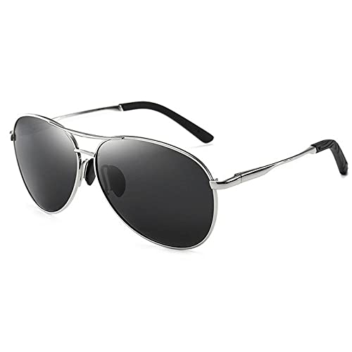 WQZYY&ASDCD Sonnenbrille Herren Damen Aviation Metail Frame Polarisierte Männer Farbwechsel Sonnenbrille Pilot Männlich Tag Nachtsicht Driving-C8_Silver_Grey von WQZYY&ASDCD