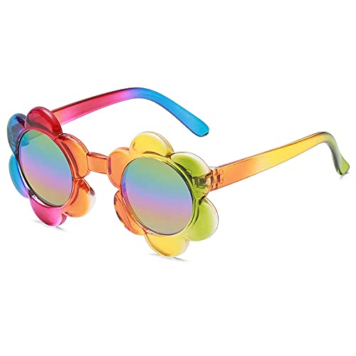 WQZYY&ASDCD Sonnenbrille Herren Damen Cartoon Schöne Bunte Blumen Hochwertige Brille Strahlenschutz-Regenbogen__Rainbow_Cn von WQZYY&ASDCD