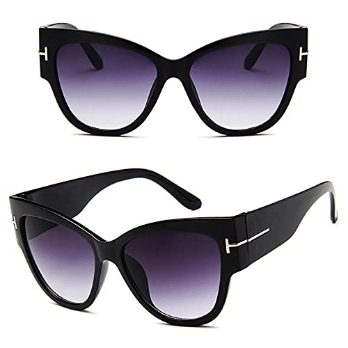WQZYY&ASDCD Sonnenbrille Herren Damen Cat Eye Frauen Vintage Oversized Gradient Classic Herren Shades Anti-Uv400 Sonnenbrille-Schwarz von WQZYY&ASDCD