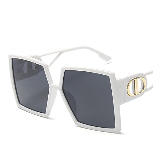 WQZYY&ASDCD Sonnenbrille Herren Damen Damen Quadrat Trend Cool Classic Retro Shades Für Frauen Farbverlauf-Weiß von WQZYY&ASDCD