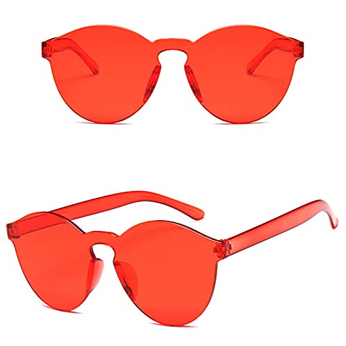WQZYY&ASDCD Sonnenbrille Herren Damen Dicke Randlose Frauen Ozean Farbe Linse Frau Sexy Lady Transparent Shades Uv400-Rot von WQZYY&ASDCD