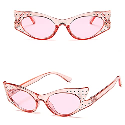 WQZYY&ASDCD Sonnenbrille Herren Damen Strass Damen Vintage Cat Eye Elegante Frauen Schwarz Cateye Shades Uv400-Pink von WQZYY&ASDCD