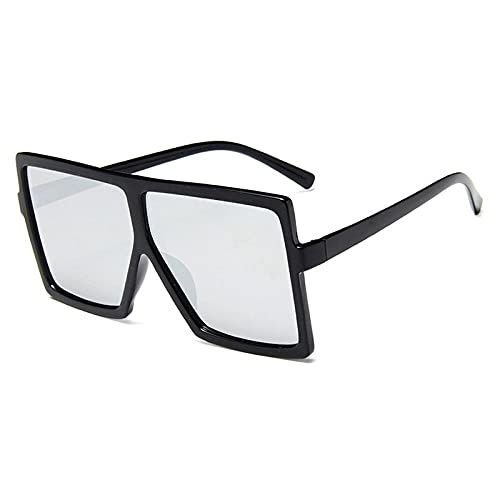 WQZYY&ASDCD Sonnenbrille Herren Damen Übergroße Quadratische Damenbrille Big Frame Female Shades Eyewear Lady-Silver von WQZYY&ASDCD