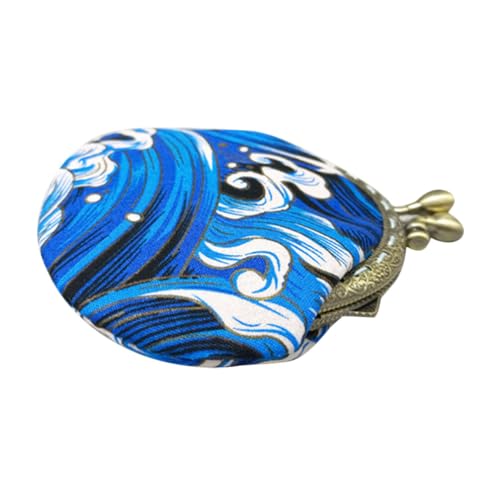WRITWAA 1-Teiliges Portemonnaie Mit Wellenmuster Elegantes Münztäschchen Schlüsselanhänger-Beutel Dekoratives Münztäschchen Münztasche Blau von WRITWAA