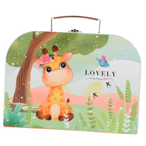 WRITWAA Handliche Kleine Pappkoffer Aufbewahrungsbox mit Griff und Verschluss Dekorative Geschenkbox für Kinderzimmer Stabile Papierbox für Schreibwaren von WRITWAA