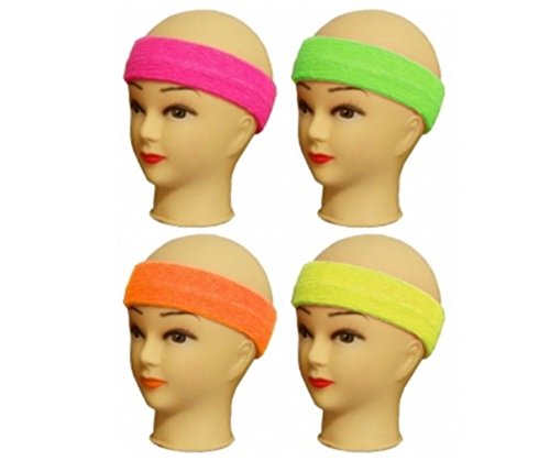 WS Stirnband Headband Schweißband Wristband Sport Fasching Party NEON (Neongrün) von WS