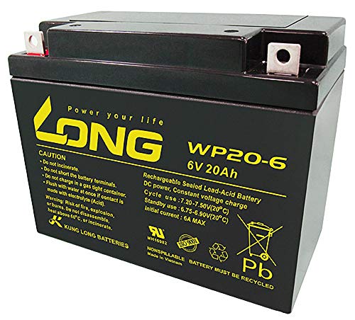 WSB Battery Kung Long WP20-6 6V 20Ah AGM M5 Blei Vlies, kompatibel MP20-6, PS-6200, USV von WSB