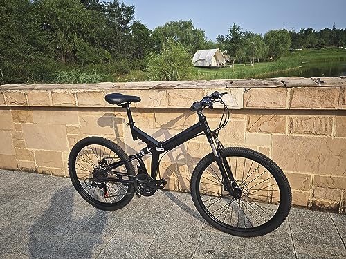 WSIKGHU 26 Zoll Mountainbike für Erwachsene Fahrrad Faltbares 21 Gang Mountainbike, Höhenverstellbares Mountainbike mit Doppelscheibenbremsen Vorne und Hinten aus Kohlenstoffstahl (85% Vormontiert) von WSIKGHU