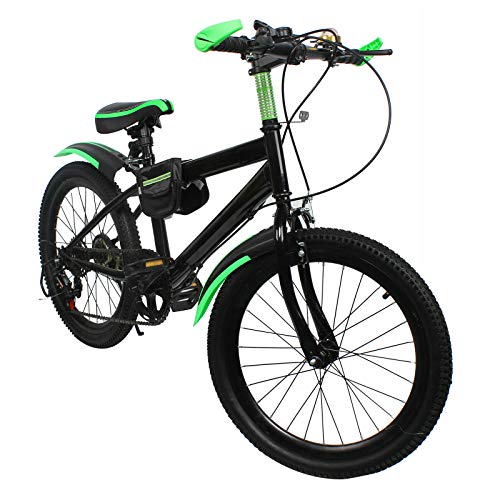 WSIKGHU Mountainbike 20 Zoll Kinderfahrrad Fahrrad mit Kotflügeln 7 Gang Mountainbike für Jungen und Mädchen Federrad aus Kohlenstoffstahl Fahrradgeschenk für 125 cm bis 155 cm (Grün) von WSIKGHU