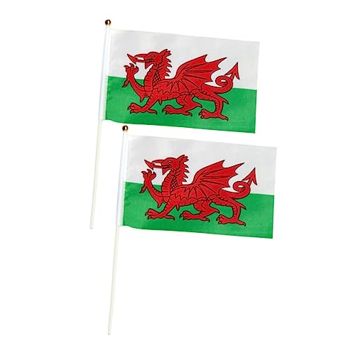 10 Stück Waliser-Drachen-Banner, Waliser-Flaggen auf Stab, Heimdekoration, Dekoration für zu Hause, Rennparty-Flaggen, kleine Wales-Flagge, Rennfahnen, Schreibtischfahnen, Tischfahnen, Tischfahnen zum von WSJianYuan