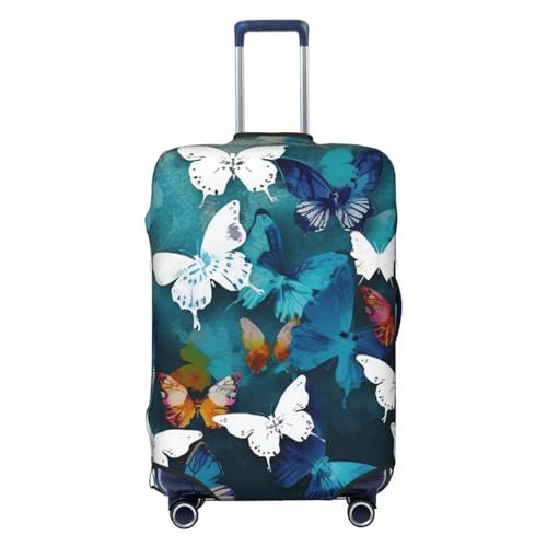WSOIHFEC Kofferhülle mit Schmetterlings-Aufdruck, personalisierbar, Reisegepäck-Abdeckung, Trolley-Koffer, passend für 45,7 - 81,3 cm Gepäckabdeckungen, Schwarz , S von WSOIHFEC