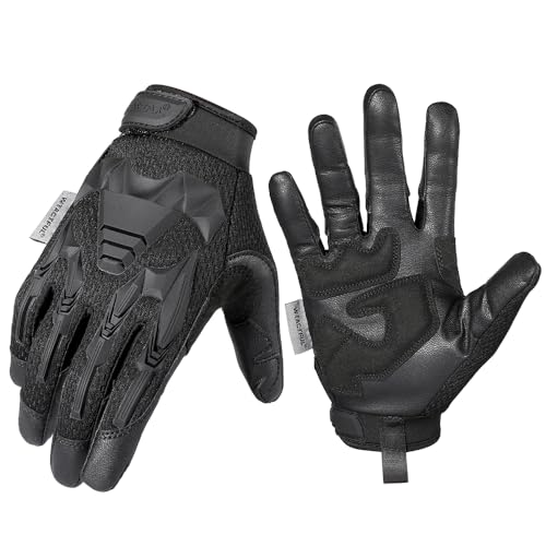 WTACTFUL Taktische Handschuhe,Tatical Gloves,Motorrad Handschuhe,Herren Touchscreen Motorradhandschuhe für Mountainbike, Motorcross,Klettern,Security,Wandern,Motorrad,Jagd Leder Schwarz XL von WTACTFUL