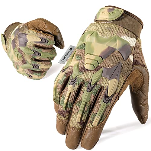 WTACTFUL Taktische Handschuhe,Tatical Gloves,Motorrad Handschuhe,Herren Touchscreen Motorradhandschuhe für Mountainbike, Motorcross,Klettern,Security,Wandern,Motorrad,Jagd Leder Tarnung L von WTACTFUL