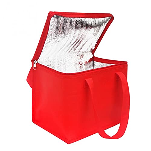 WTAXBH Kühltasche Faltbare isolierte Tasche Eisbeutel Aluminiumfolie Picknick wasserdichte Große Kapazität Lebensmittel Tragbare Thermalkühler Kuchenbeutel (Color : Red, Size : 25 x 40 x 40 cm) von WTAXBH
