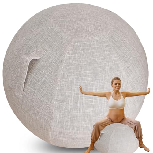 WTZHHK Gymnastikball Stoff Cover für Sitzball Sitzball Büro Yoga Stuhl Schwangerschaft & Home Gym Stilvoll und funktional【Keine Bälle enthalten】 (Color : Beige, Size : 65CM) von WTZHHK