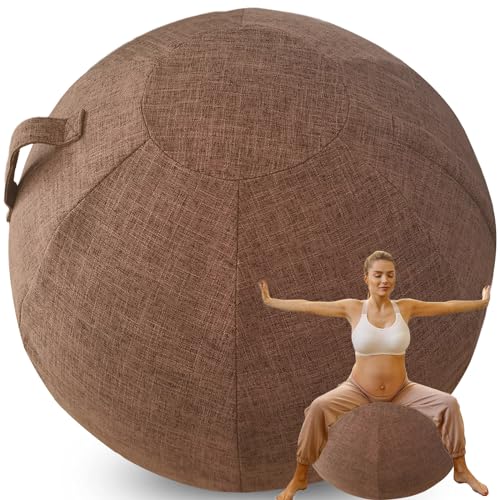 WTZHHK Gymnastikball Stoff Cover für Sitzball Sitzball Büro Yoga Stuhl Schwangerschaft & Home Gym Stilvoll und funktional【Keine Bälle enthalten】 (Color : Brown, Size : 65CM) von WTZHHK
