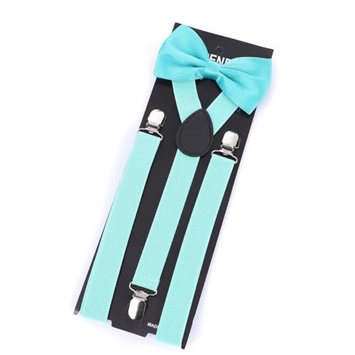 WUFANGBU Hosenträger Suspender Erwachsene Strap Einfarbige Herren Und Damen Universal Hängehose Mit Fliege Set DREI Clip Elastische Elastische Schleife 7 von WUFANGBU