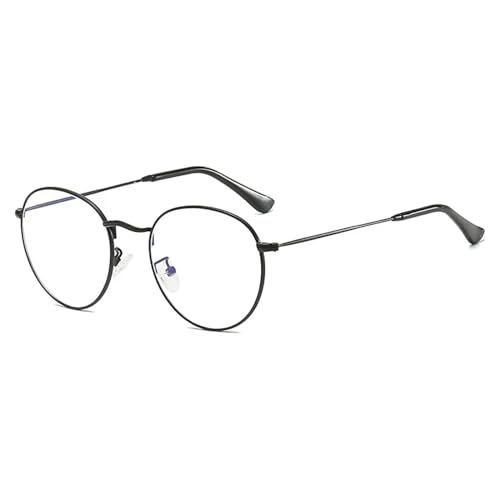 WUFANGBU Sonnenbrille Herren Klassischer Anti-Blaulicht-Brillenrahmen Modische Runde Metallrahmen Computerbrille Schwarz von WUFANGBU