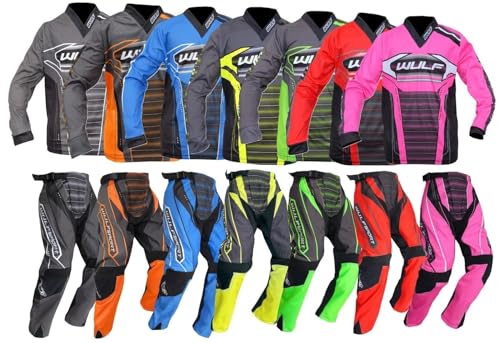 Motorbike WULF FORTE MX Kids Race Suit New 2020 Motocross Quad Off Road Trials Enduro Kart ATV MTB Dirt Bike Pit Sport Junior Pant Shirt Kit (Red,5-7 Years with Waist 24) von WULF FIRESTORM KIDS SUIT