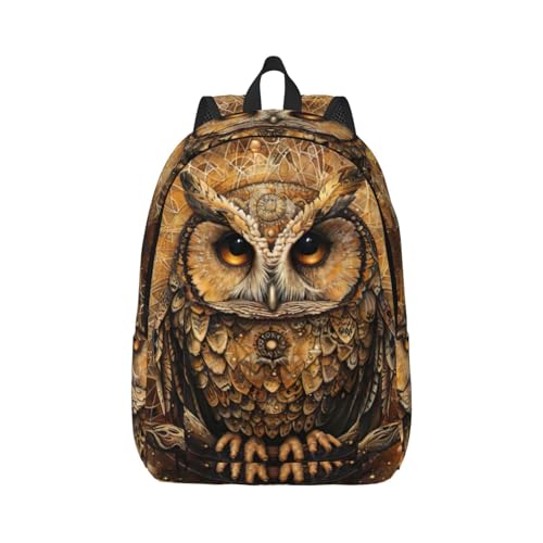 Owl Beliefs Print Trendy Leichte Unisex Casual Rucksack Casual Backpack: Mode, Funktional, Fitnessstudio, Arbeit oder Reisen, Schwarz , S von WURTON