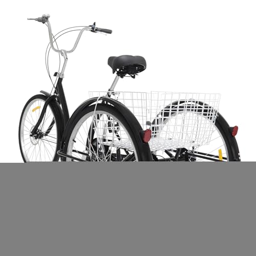 WWENDNDYS 3-Rad Erwachsene Dreirad 6-Gang Senior Bike mit Einkaufskorb 26“ Vintage Model Dreirad Schwarz von WWENDNDYS