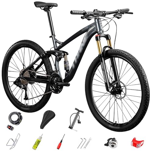 27.5 Zoll Mountainbike mit Aluminiumrahmen, 27 Gang, Leichtgewichts-MTB Mountainbike, Höhenverstellbar Softail-Mountainbike, Aluminium Rennrad für Mädchen Jungen Herren und Damen B-26,27-Speed von WXHJM