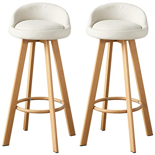 WXHLH 2 Stück drehbare Barstühle, Kücheninsel-Frühstücksbarhocker mit Rückenlehne, Leinensitz und Metallfußstütze, Sitzhöhe 82 cm wwyy von WXHLH