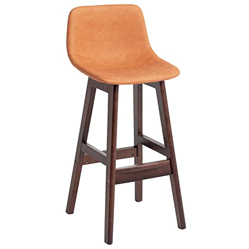 WXHLH Barhocker aus Gummiholz ​​mit Rückenlehne, bequemem Sitz und breiter brauner Fußstütze, Barhocker für Restauranttheke und Rezeption (Größe: 62 cm, Farbe: Orange) wwyy von WXHLH