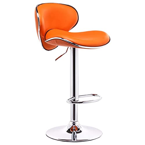 WXHLH Butterfly-Rückenhocker, Kücheninsel-Drehbarstuhl mit PU-Sitz, silberfarbener Verzierung, Fußstütze und Sockel, höhenverstellbar von 61–81 cm (Farbe: Orange) wwyy von WXHLH