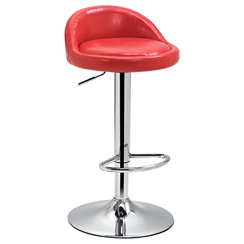 WXHLH Drehbarer Barhocker, Verstellbarer Stuhl mit Rückenlehne, PU-Kissen und Fußhocker für Wohnzimmer, Küche, Insel, Café, Büro (Farbe: Rot) wwyy von WXHLH